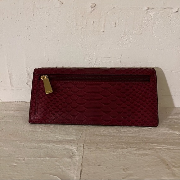 COACH Envelope Long Wallet Python Embossed Leather Red - Picture 2 of 5